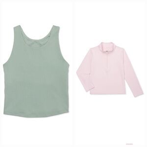 Athletic Works Girls Knit Zip Pullover Top and Athletic Works Girls Knit Longlin